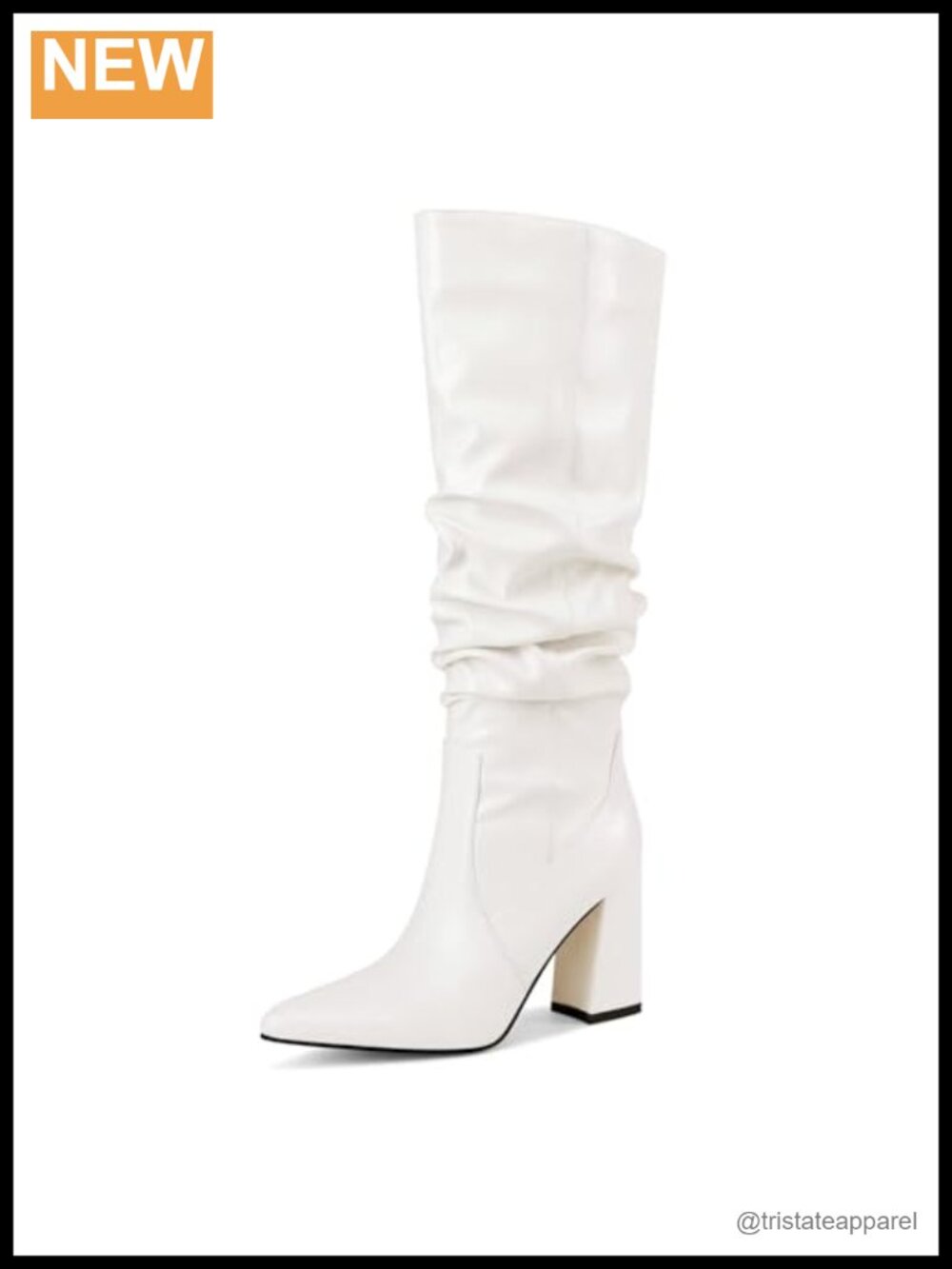 Knee High Boots Pointed Toe Chunky Block Heel Slouchy Fall Boots Women's Size